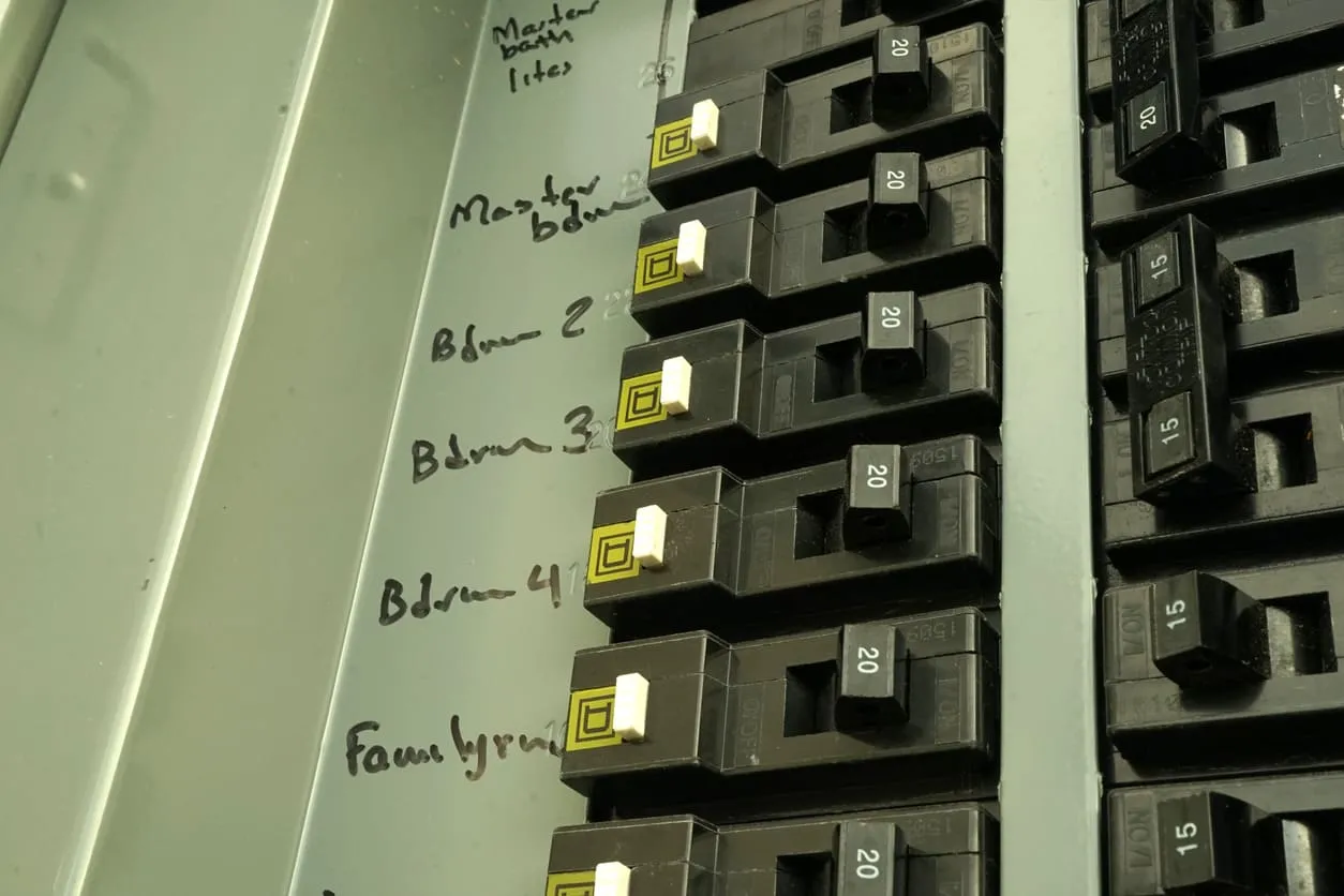 Circuit Breaker Box Close Up